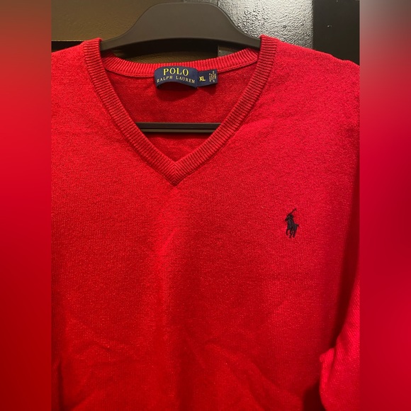 Men’s red Ralph Lauren Polo Vneck sweater - Picture 5 of 6